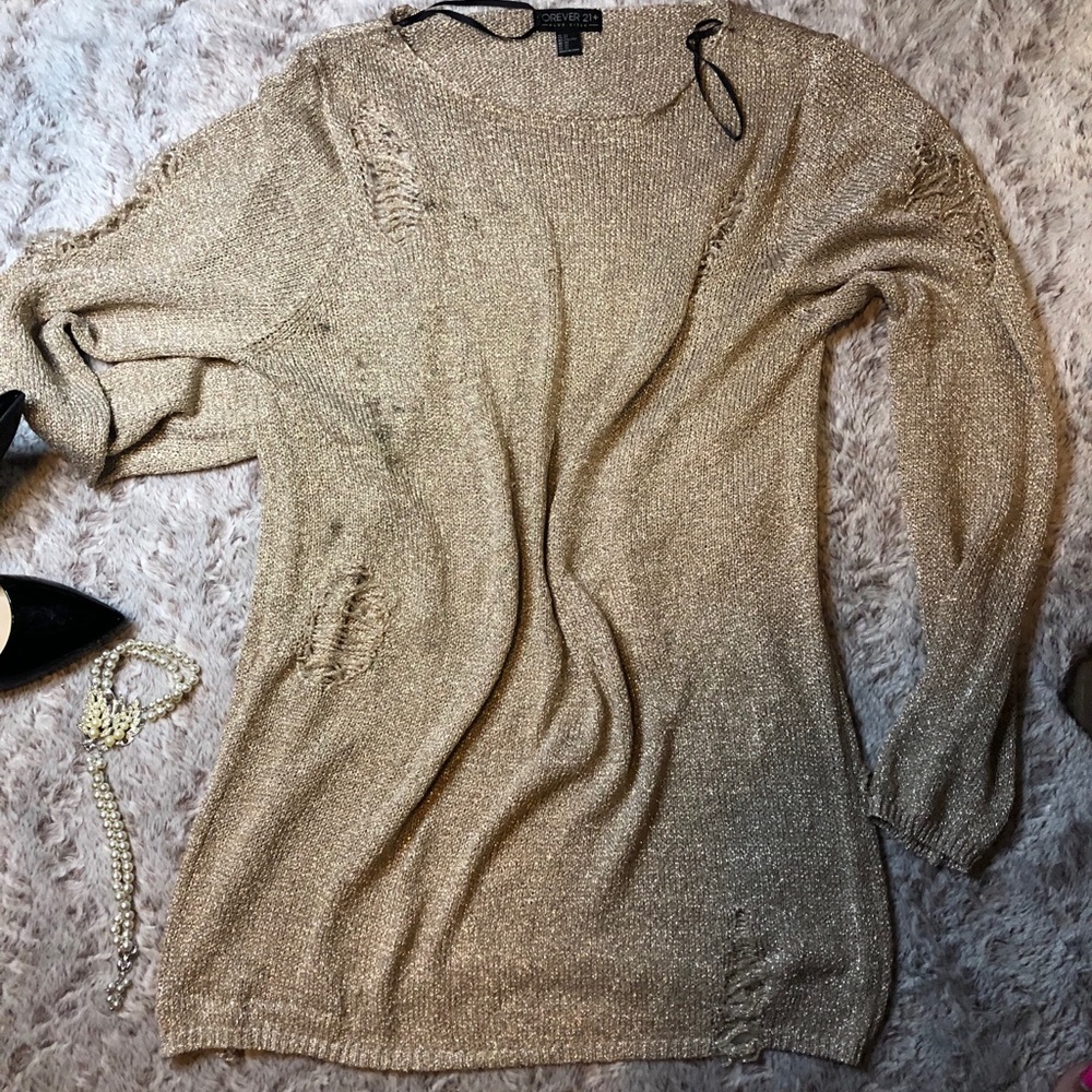 Distressed Gold Sweater